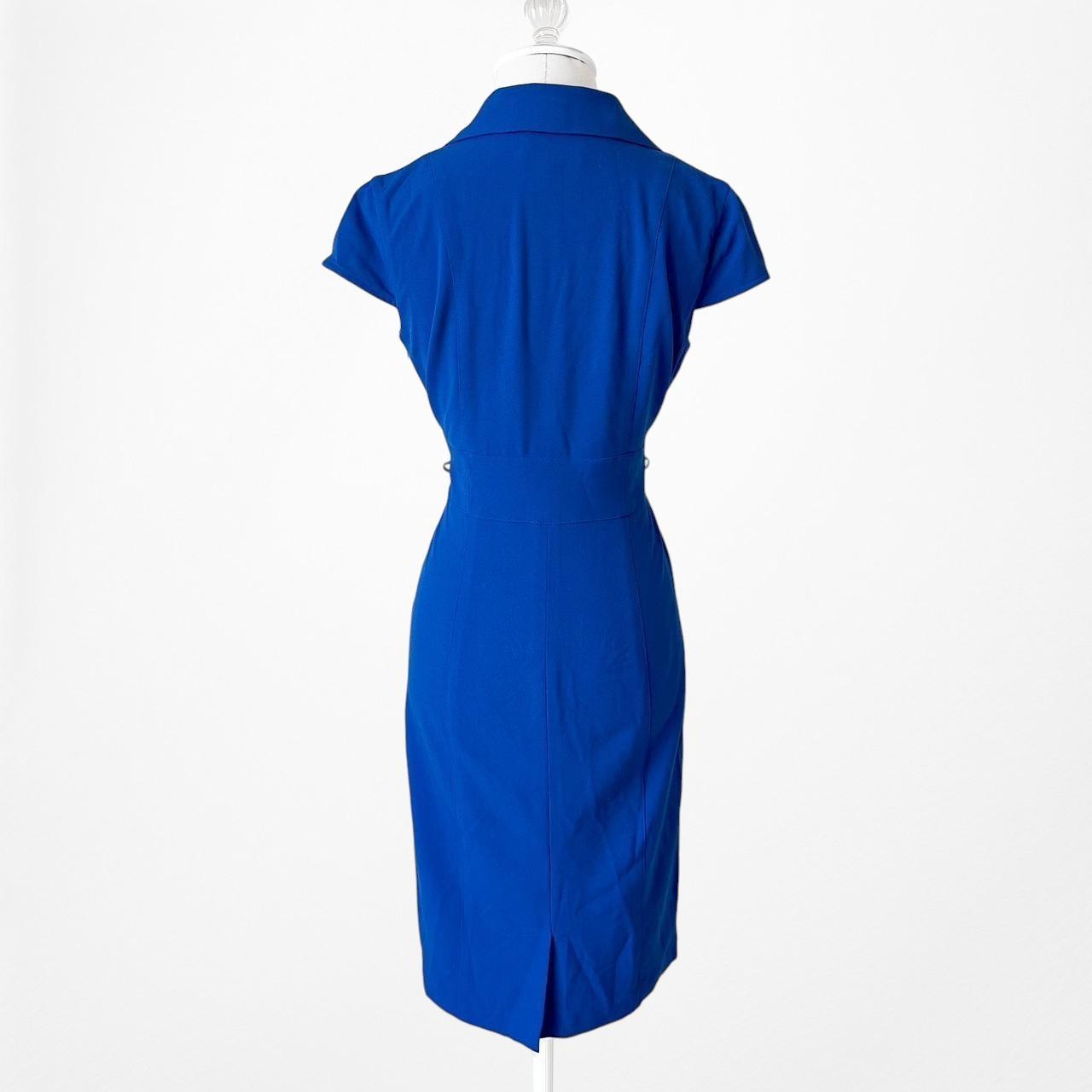 Kasper Blue Short Sleeve V-Neck Knee Length Bodycon Cocktail Dress Size 4/M