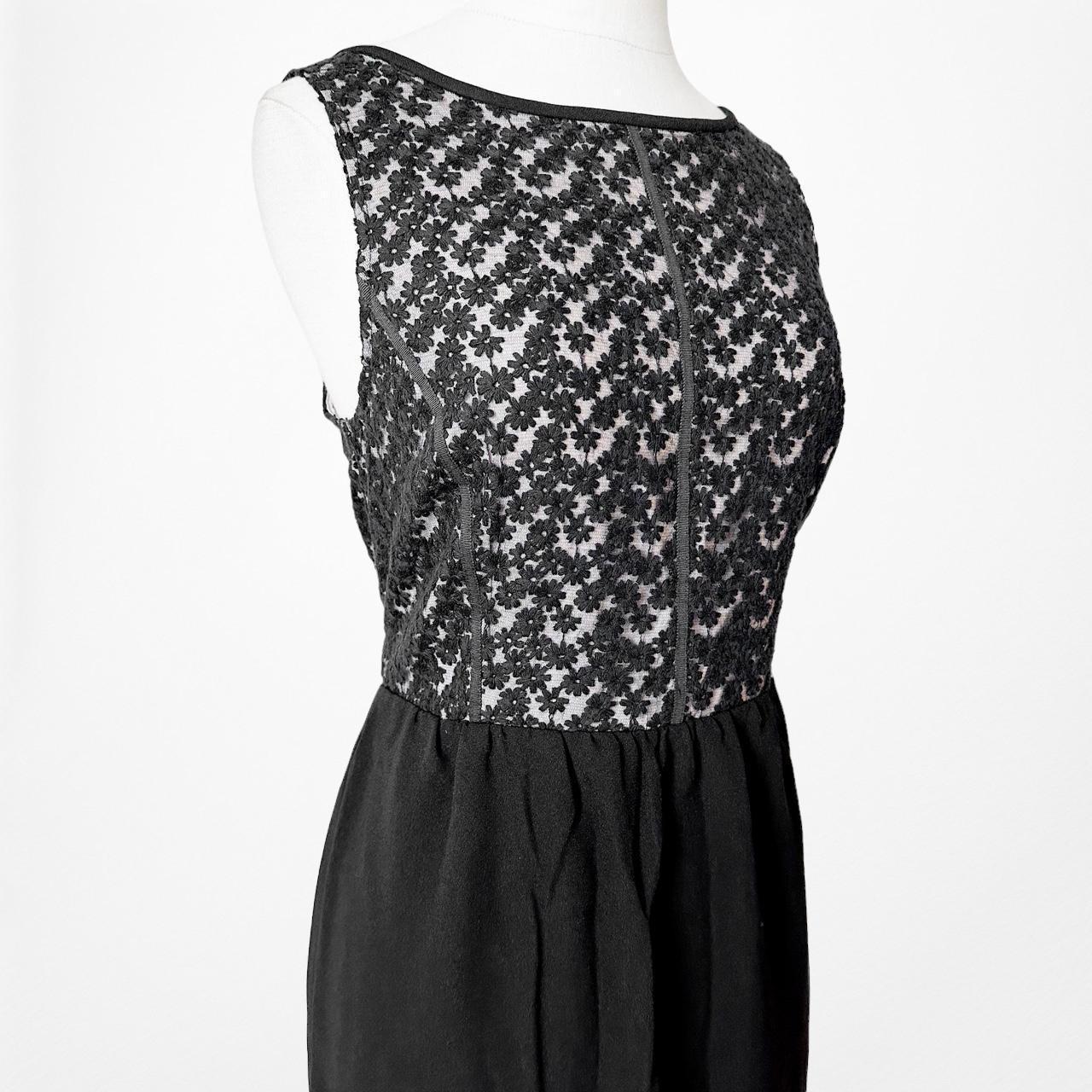 Loft Black Sleeveless Floral Lace Knee Length Shift Tunic Dress Size 4/M