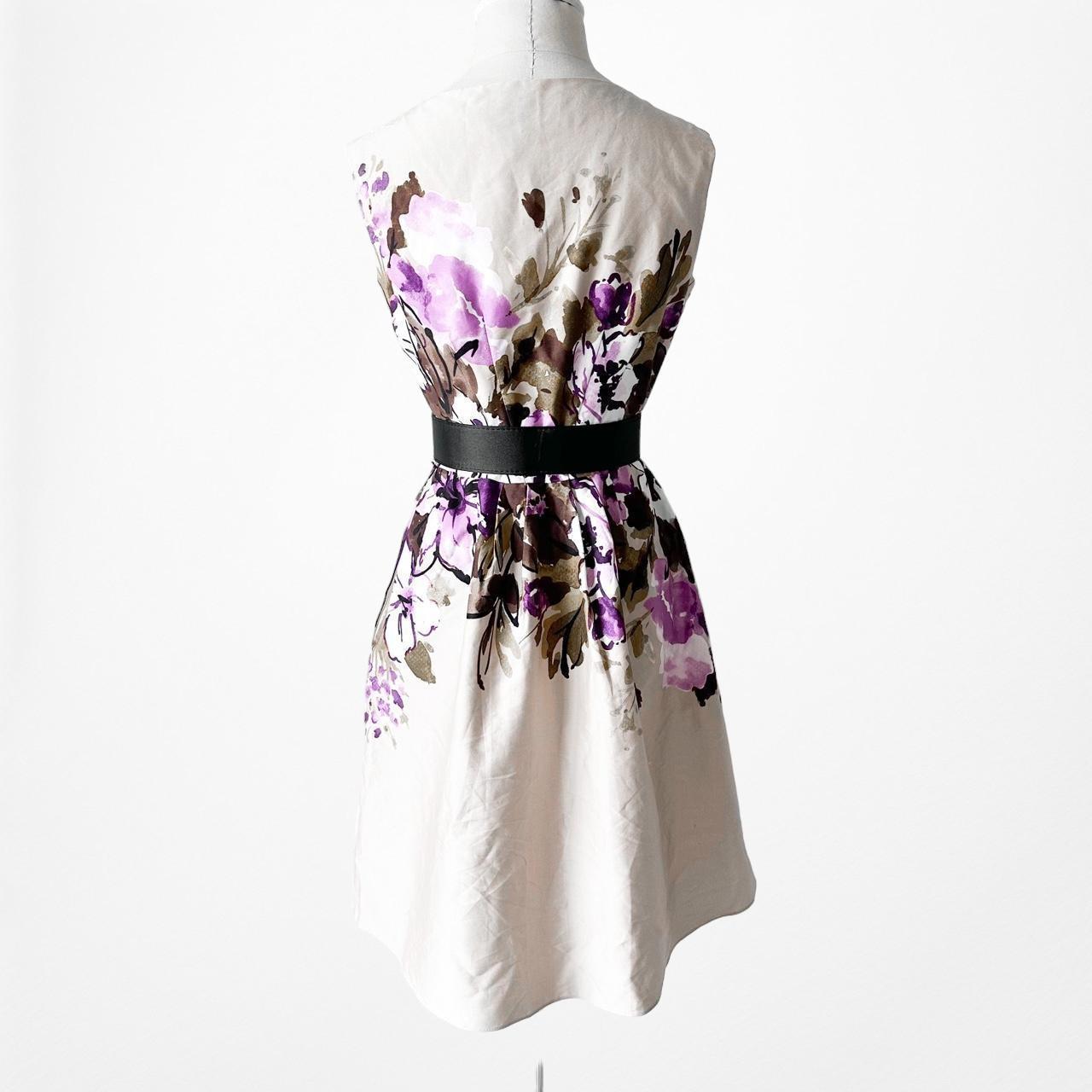 Nine West Beige Nude Sleeveless Floral Knee Length Skater Flared Dress Size 4/M