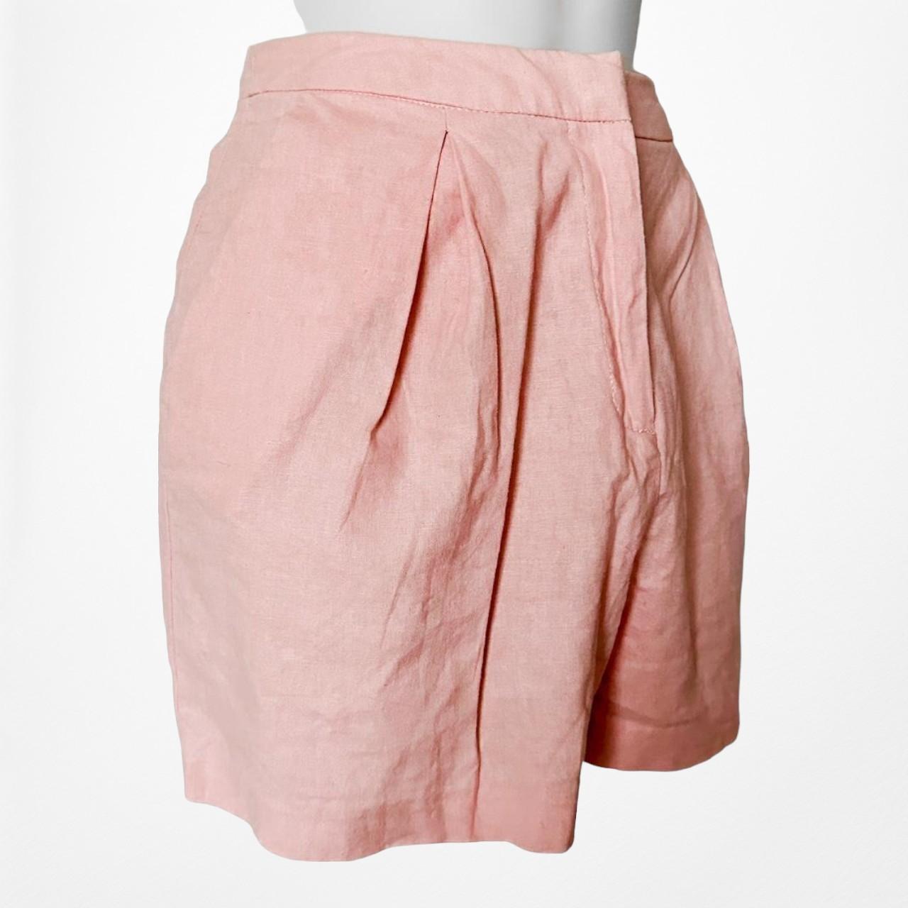 ASOS Pastel Pink Pleated High Waisted Casual Linen Summer Shorts Size 0/XS/S