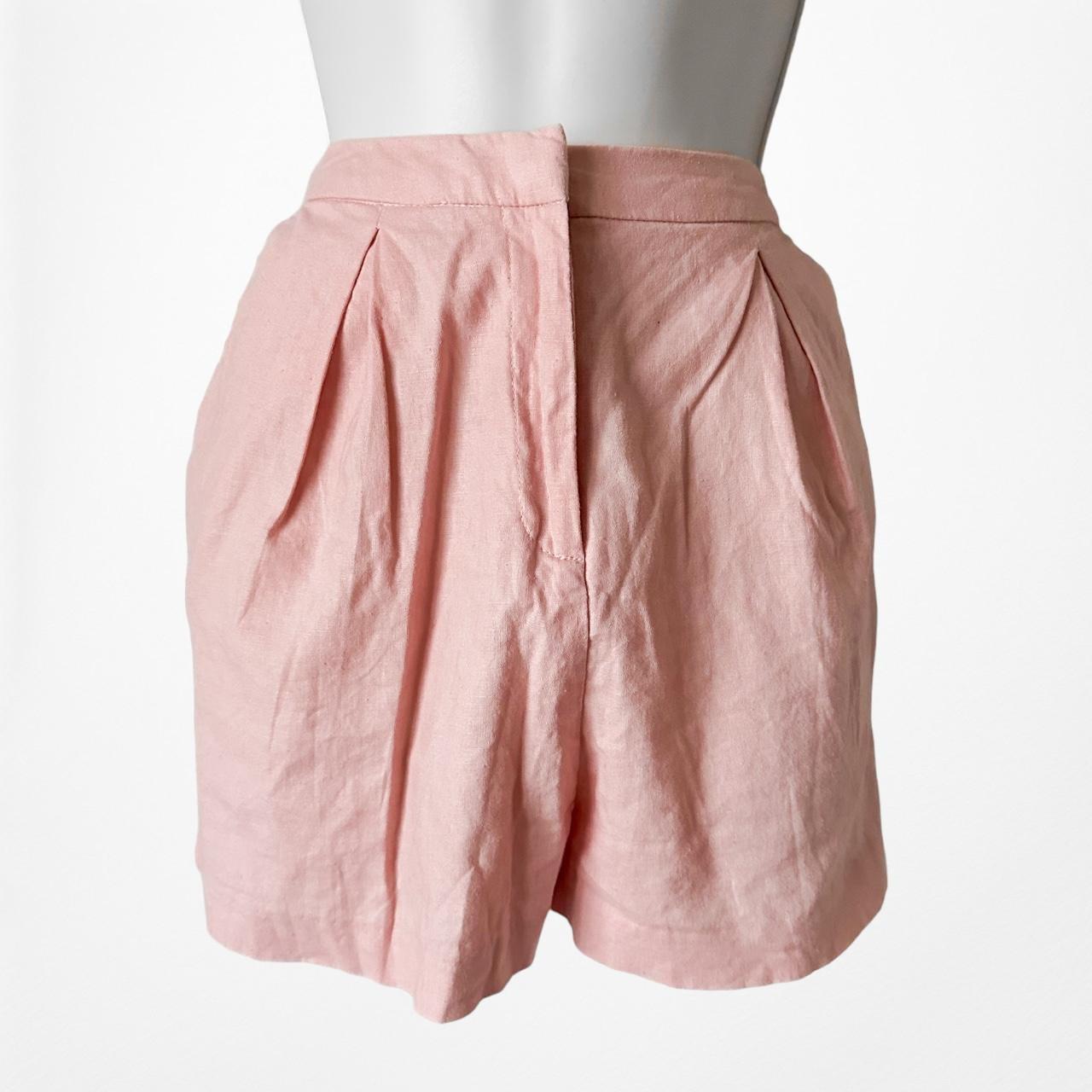 ASOS Pastel Pink Pleated High Waisted Casual Linen Summer Shorts Size 0/XS/S