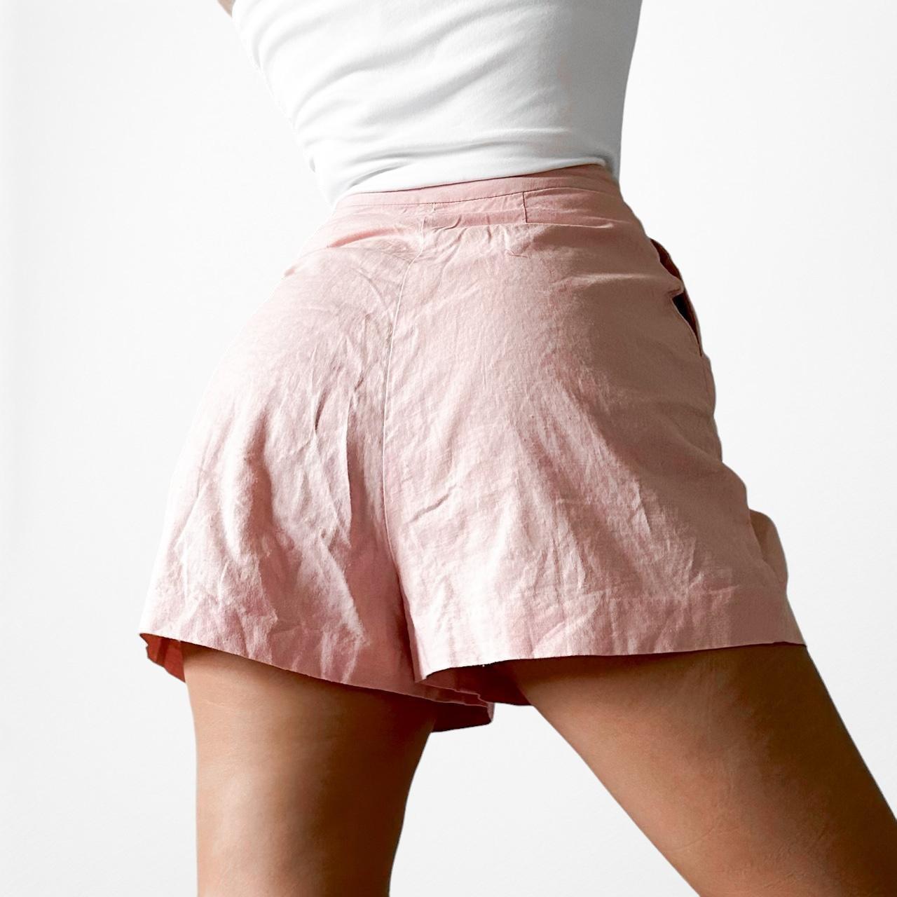 ASOS Pastel Pink Pleated High Waisted Casual Linen Summer Shorts Size 0/XS/S