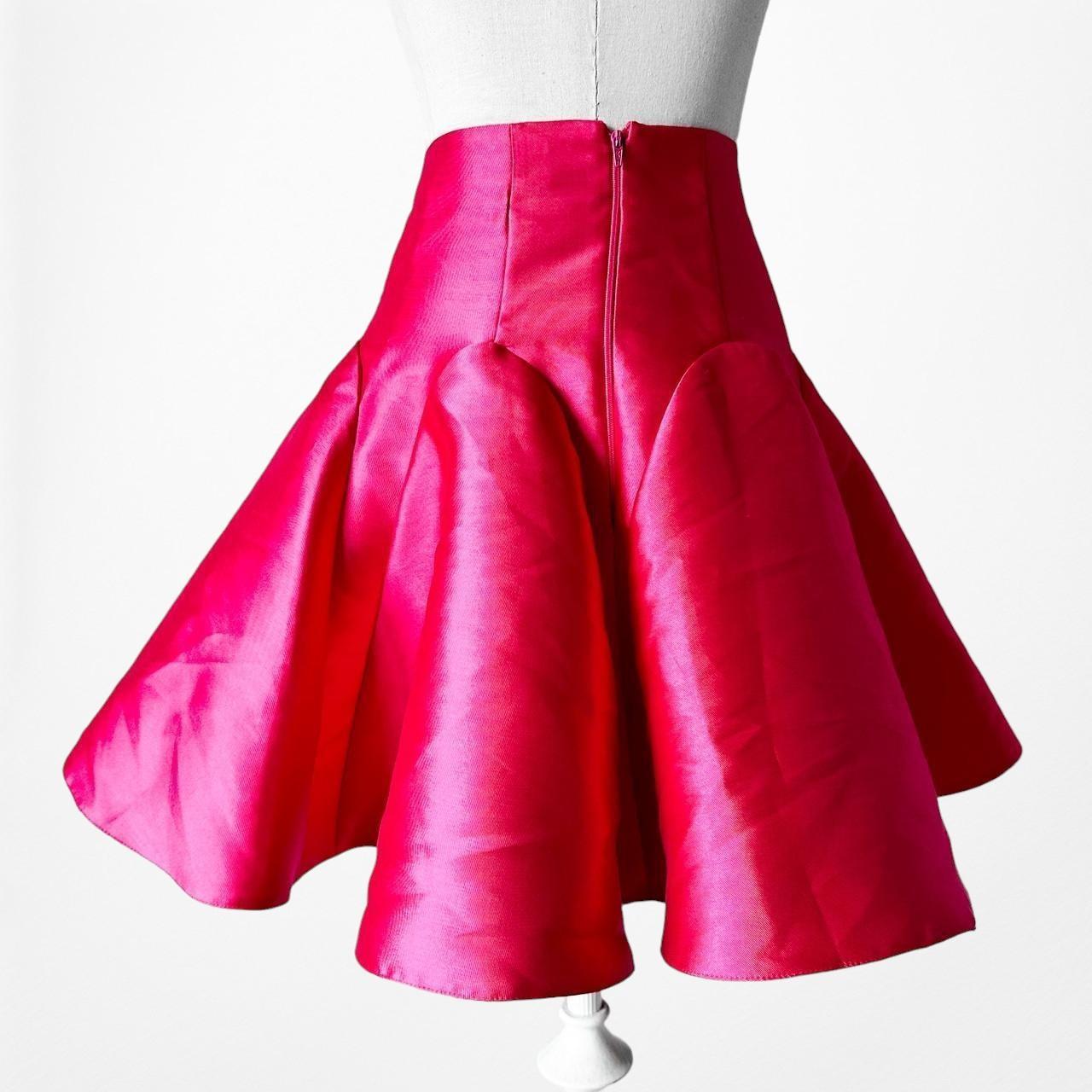 ASOS Neon Satin Pink High Waisted Pleated Flared Mini Skater Skirt Size 2/XS