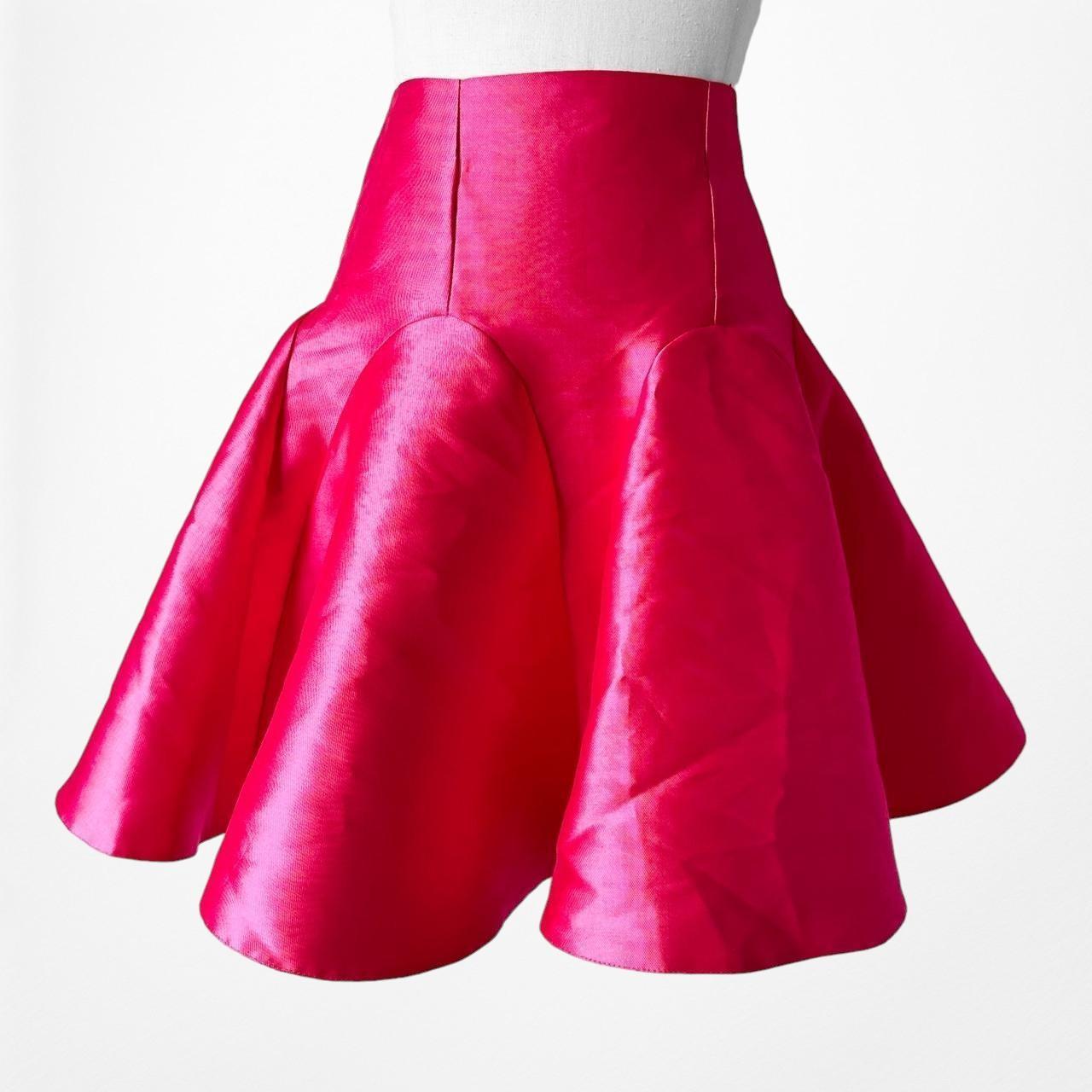 ASOS Neon Satin Pink High Waisted Pleated Flared Mini Skater Skirt Size 2/XS