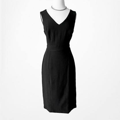 White House Black Market Knit VNeck Knee Length Cocktail Bodycon Dress Size 4/M