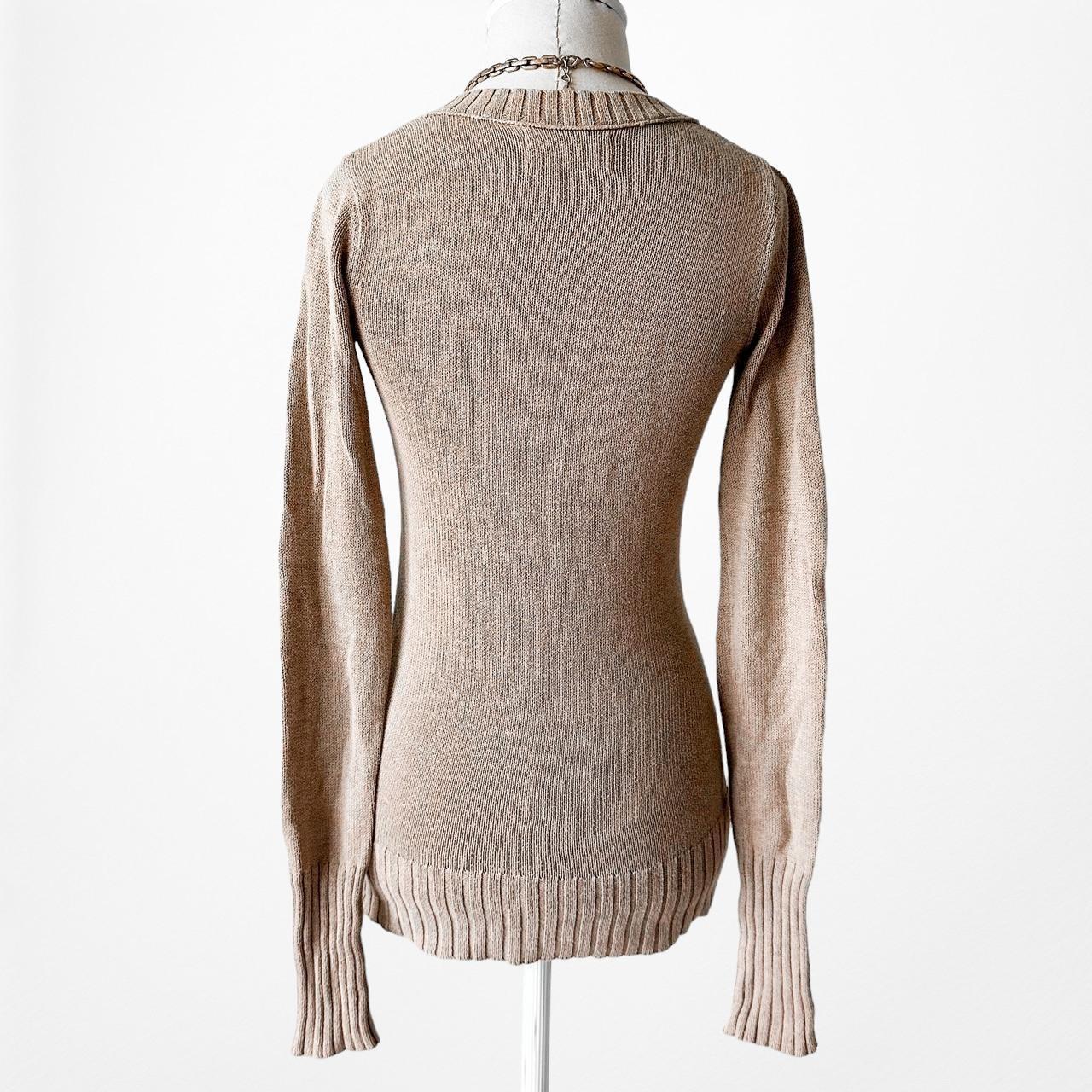 Hollister Brown V-Neck Long Sleeve Soft Knit Fitted Sweater Top Size XS/S