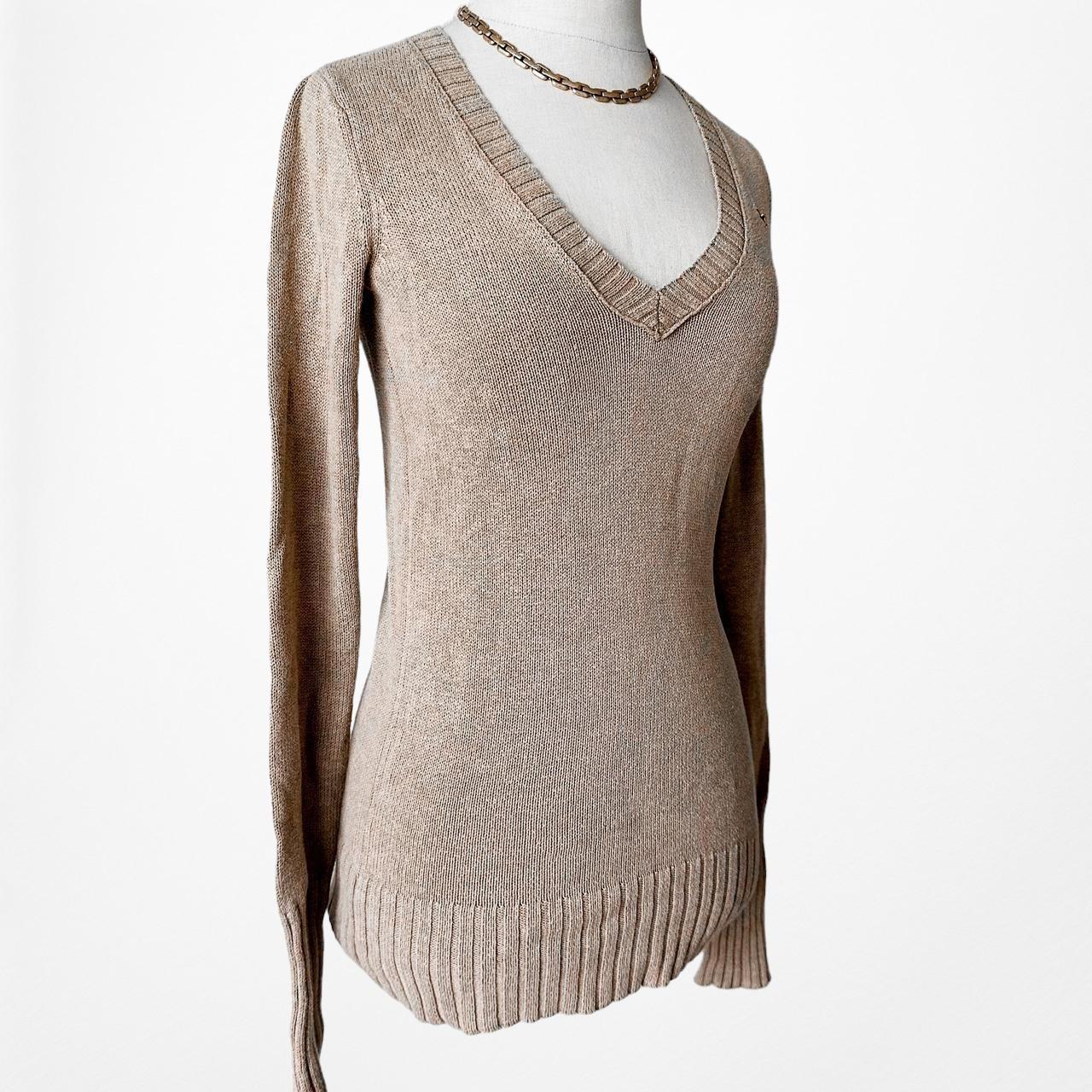 Hollister Brown V-Neck Long Sleeve Soft Knit Fitted Sweater Top Size XS/S