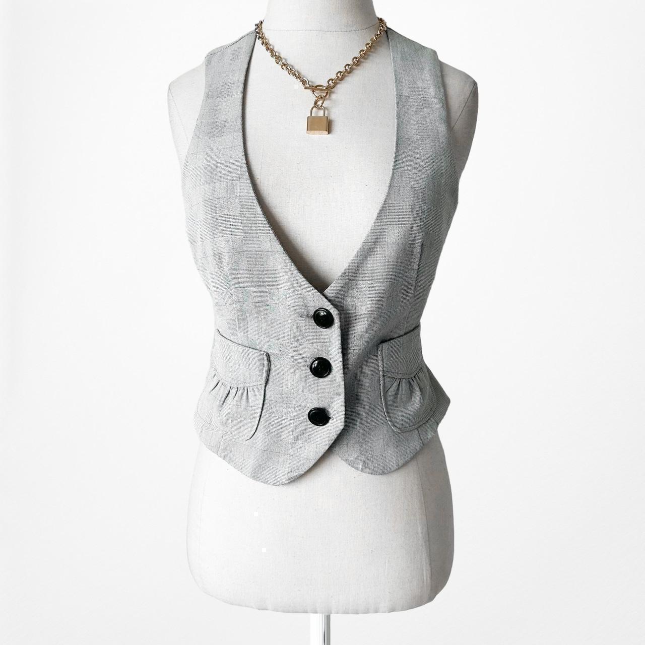 Stoosh Gray VNeck Button Down Front Vest Jacket Cardigan Suite Top Size XS/S