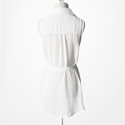 Forever 21 White Ivory Cream Sleeveless Button Front Tank Top Blouse Size S