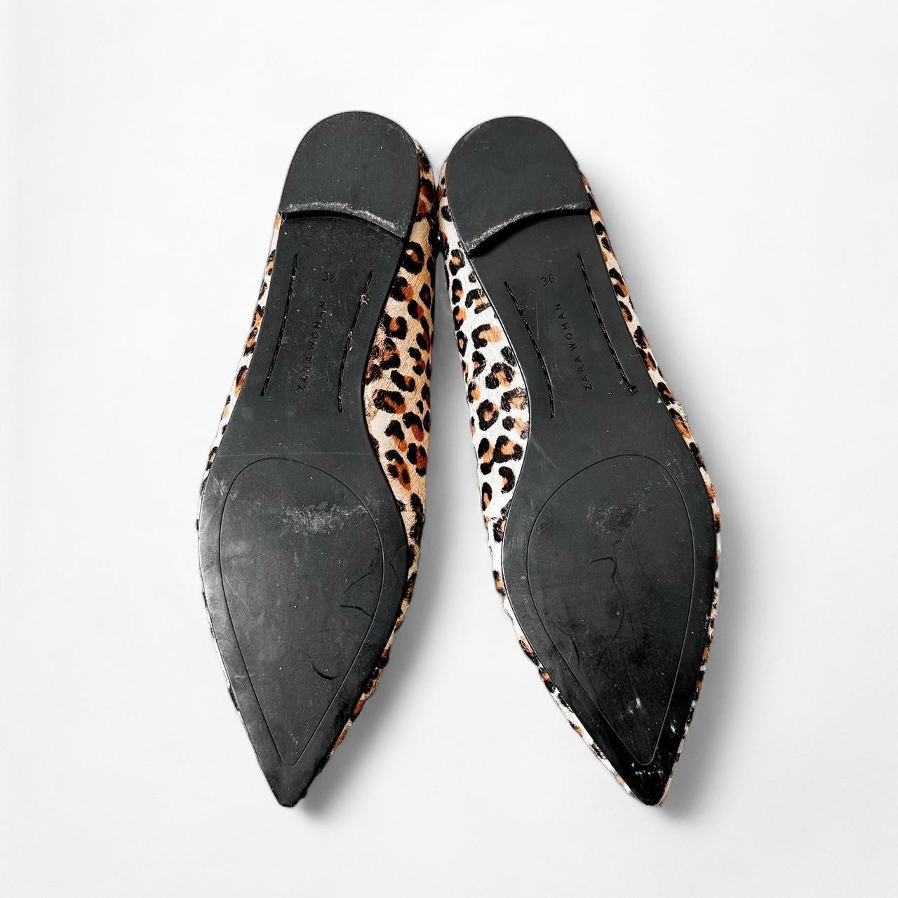 Zara Leopard Print Lace Up Ballet Flats 6