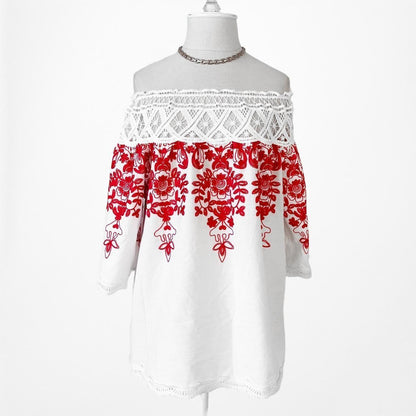 ASOS White Off The Shoulder Floral Lace Top Size S