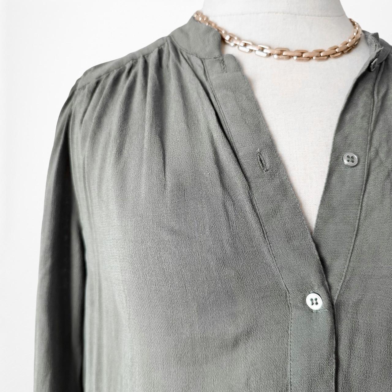 H&M Olive Green Button Down Long Sleeve Shirt Blouse Size 4/XS/S