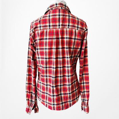 Forever 21 Red Plaid Checkered Button Down Shirt Size S