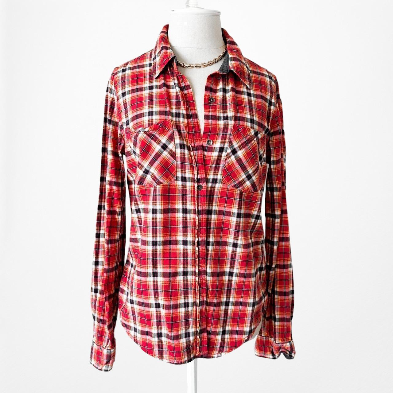 Forever 21 Red Plaid Checkered Button Down Shirt Size S