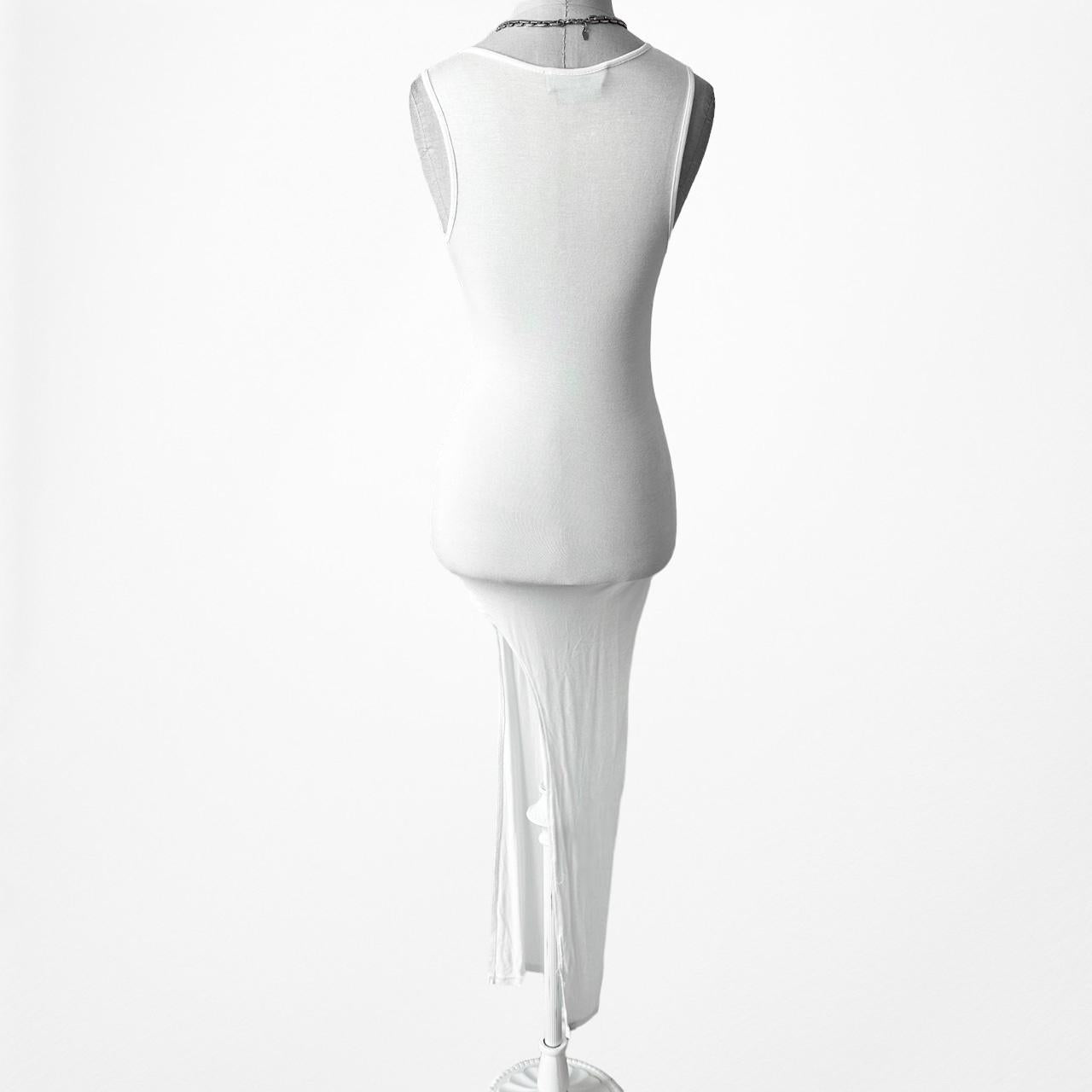 Nasty Gal White Knit V-Neck Side Slit Maxi Bodycon Cocktail Dress Size XS/S/M