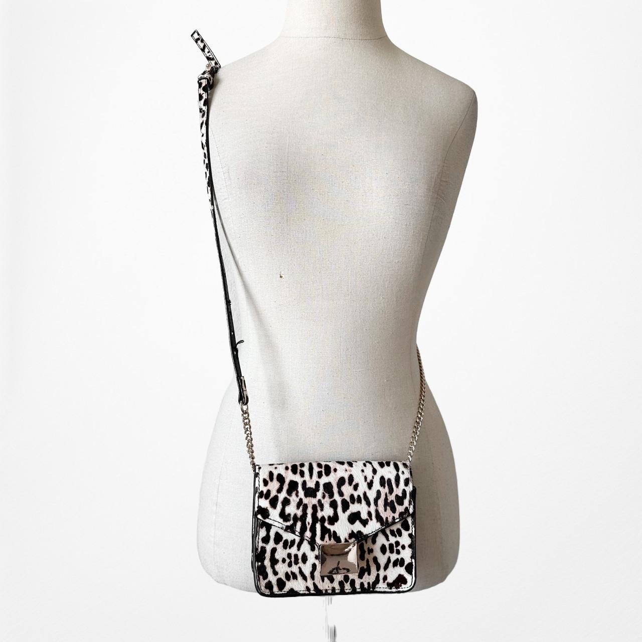 Mango Brown Animal Leopard Print Gold Hardware Faux Fur Mini Crossbody Bag