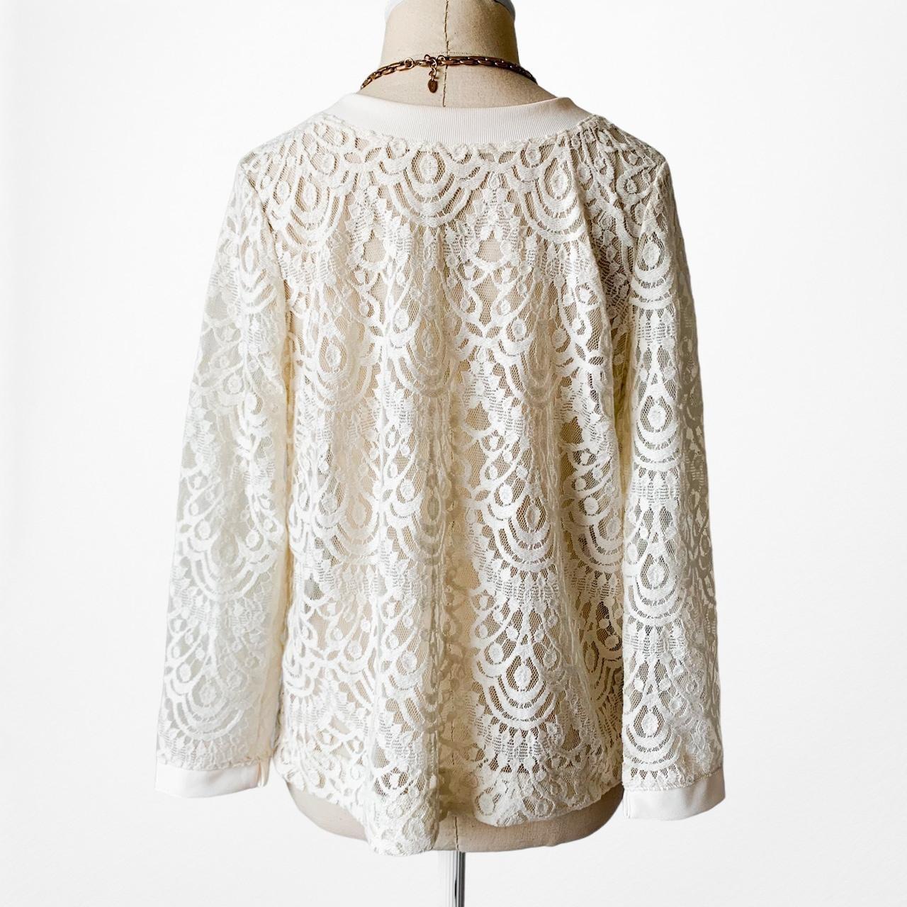 Banana Republic White Lace Button Down Sheer Cardigan Sweater Jacket Size S