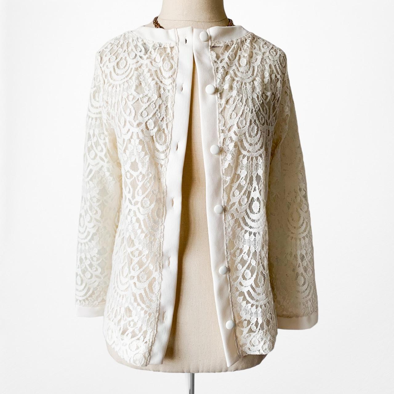 Banana Republic White Lace Button Down Sheer Cardigan Sweater Jacket Size S