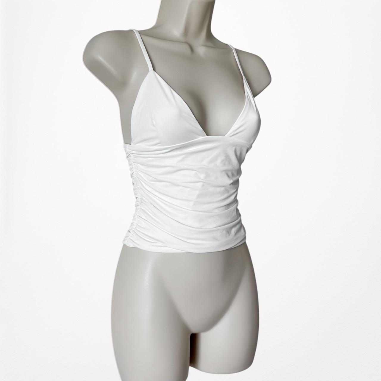 White Fox Boutique V-Neck Strappy Ruched Knit Cami Top Size XS