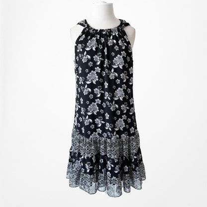 MSK Blue Floral Pleated Flared Knee Length Cocktail Sheath Tunic Dress Size 8/M