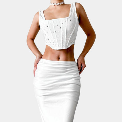 Zara Knit Square Neck Cutout Bustier Corset Tank Cami Cropped Top Size S