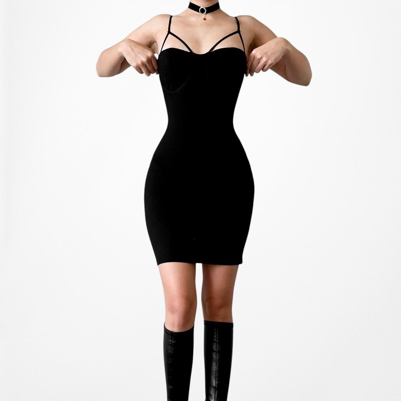 Zara Black Cutout Strappy Sweetheart Mini Knit Bodycon Dress Size XS/S