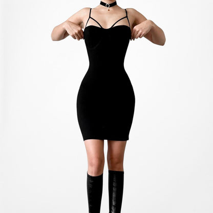 Zara Black Cutout Strappy Sweetheart Mini Knit Bodycon Dress Size XS/S