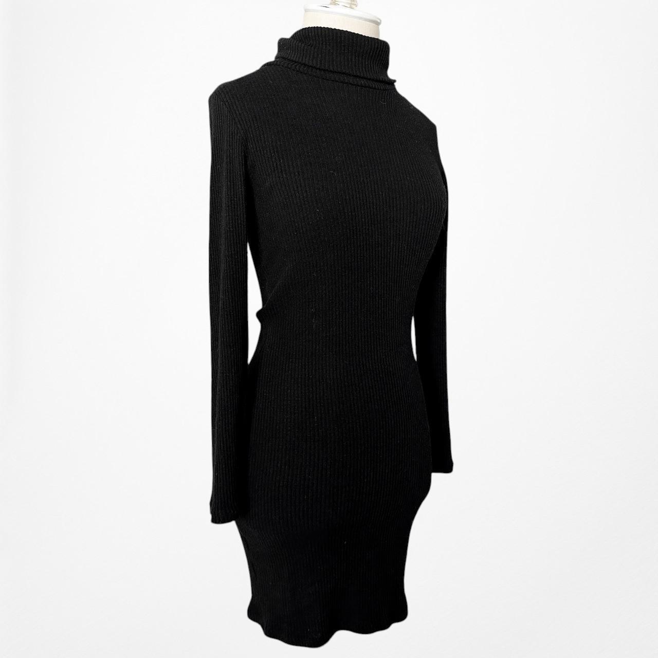 Fashion Nova Black Ribbed Knit Turtleneck Mini Bodycon Sweater Dress Size S/M