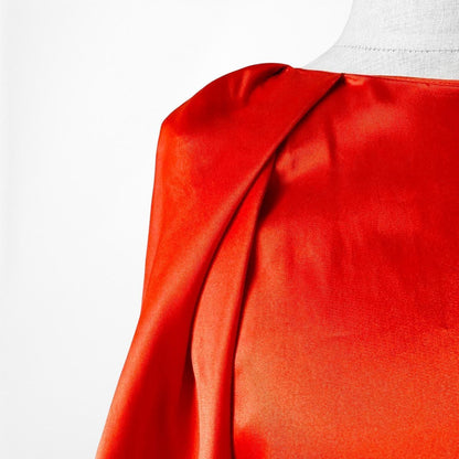 Zara Orange Long Puffy Sleeve Satin Blouse Top Size XS/S