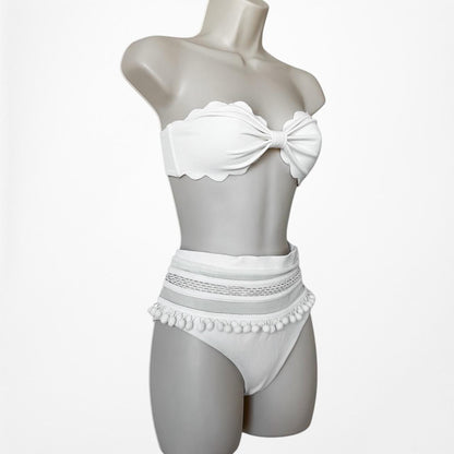 Tularosa Marysia Swim Off White Cream Bandeau High Waisted Swimsuit Size XS