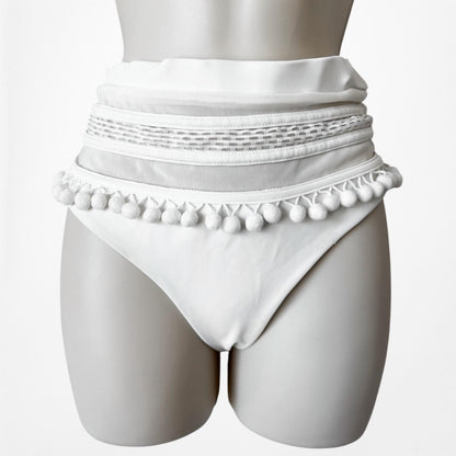 Tularosa Marysia Swim Off White Cream Bandeau High Waisted Swimsuit Size XS