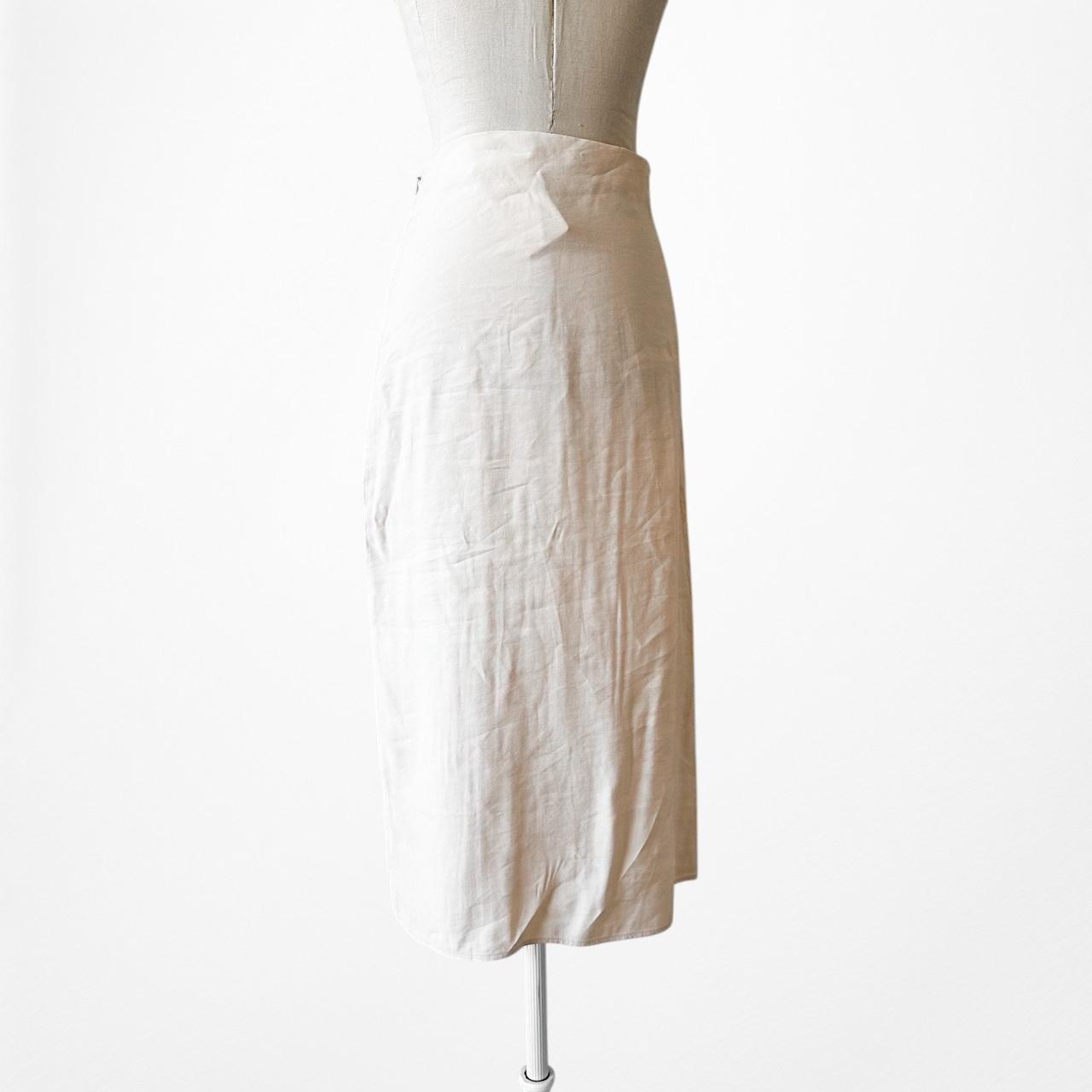 Mango Cream High Waisted Side Slit Knee Length Bodycon Pencil Skirt Size XS/S