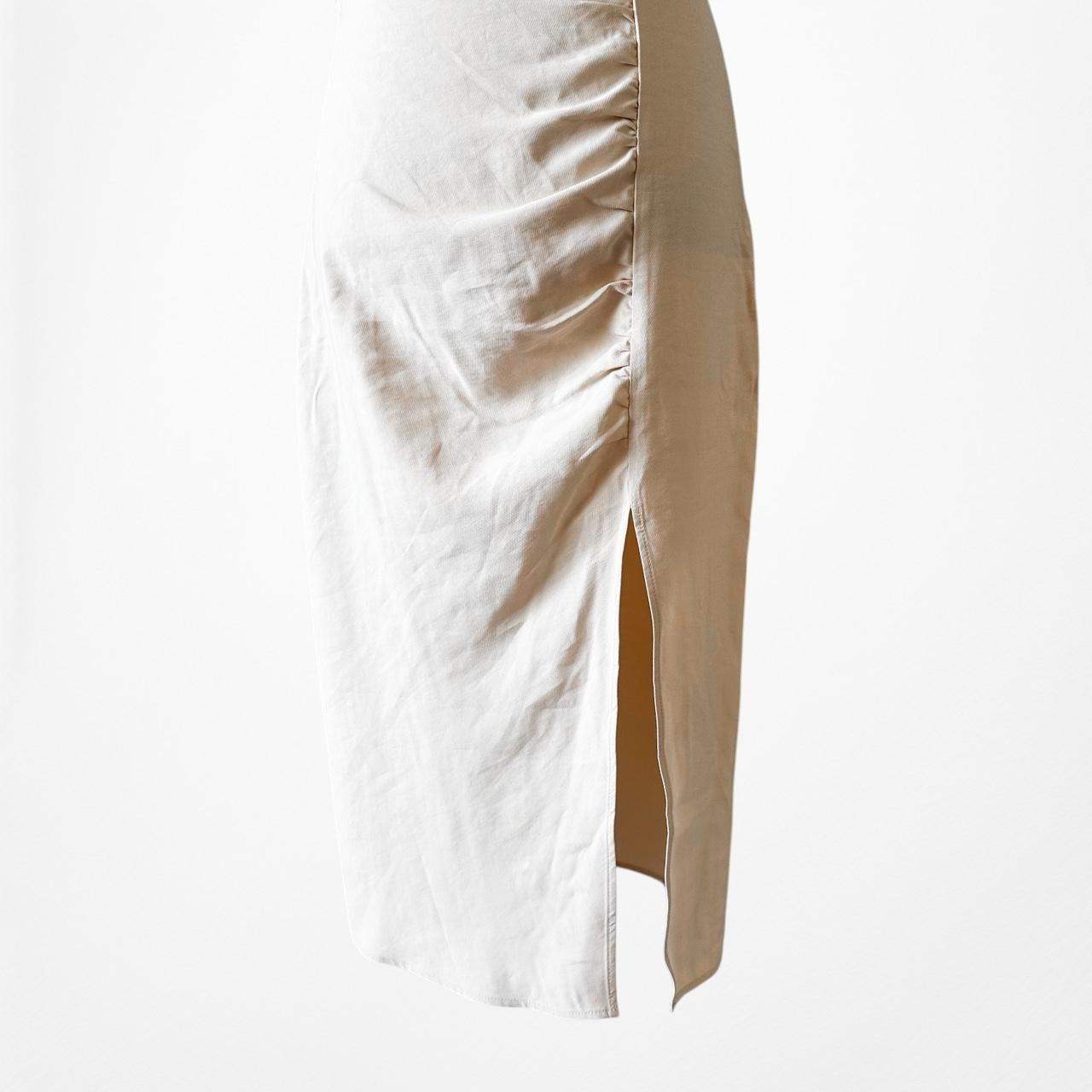 Mango Cream High Waisted Side Slit Knee Length Bodycon Pencil Skirt Size XS/S