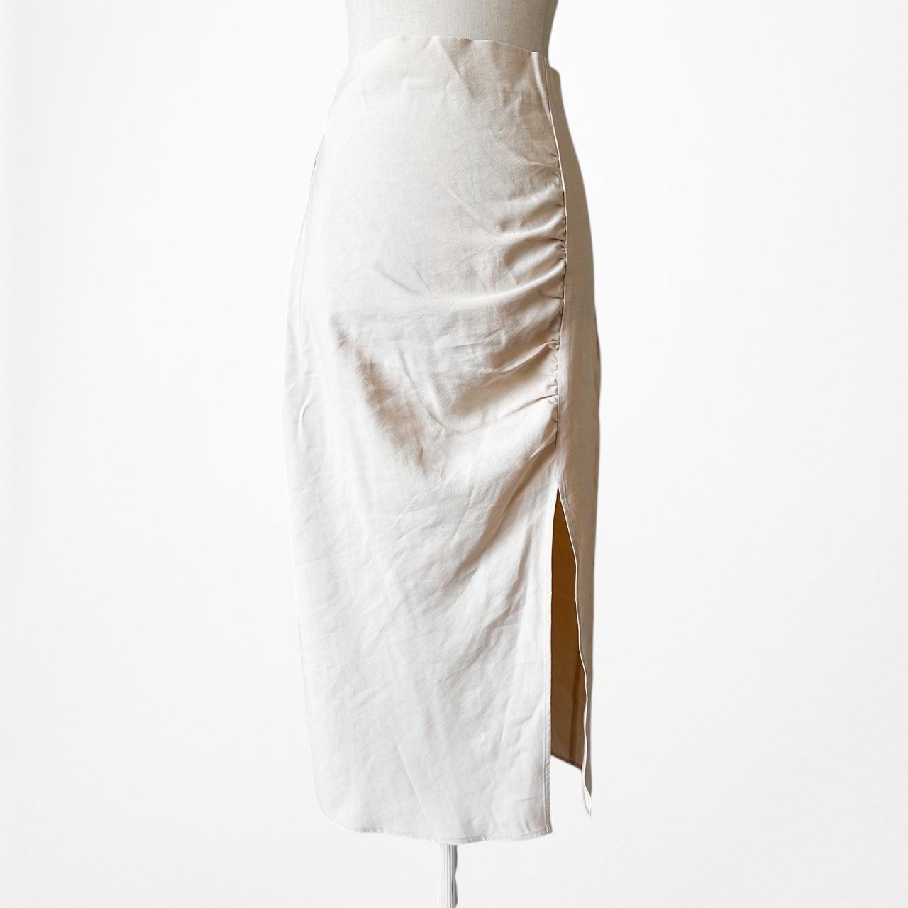 Mango Cream High Waisted Side Slit Knee Length Bodycon Pencil Skirt Size XS/S