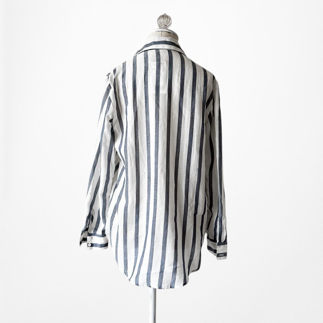 Vintage Y2K Striped White Blue Button Down Front Shirt Top Size XS/S