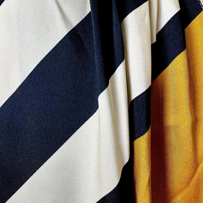 Vintage Y2K Yellow White Striped Asymmetric Wrap Knee Length Skirt Size XS/S