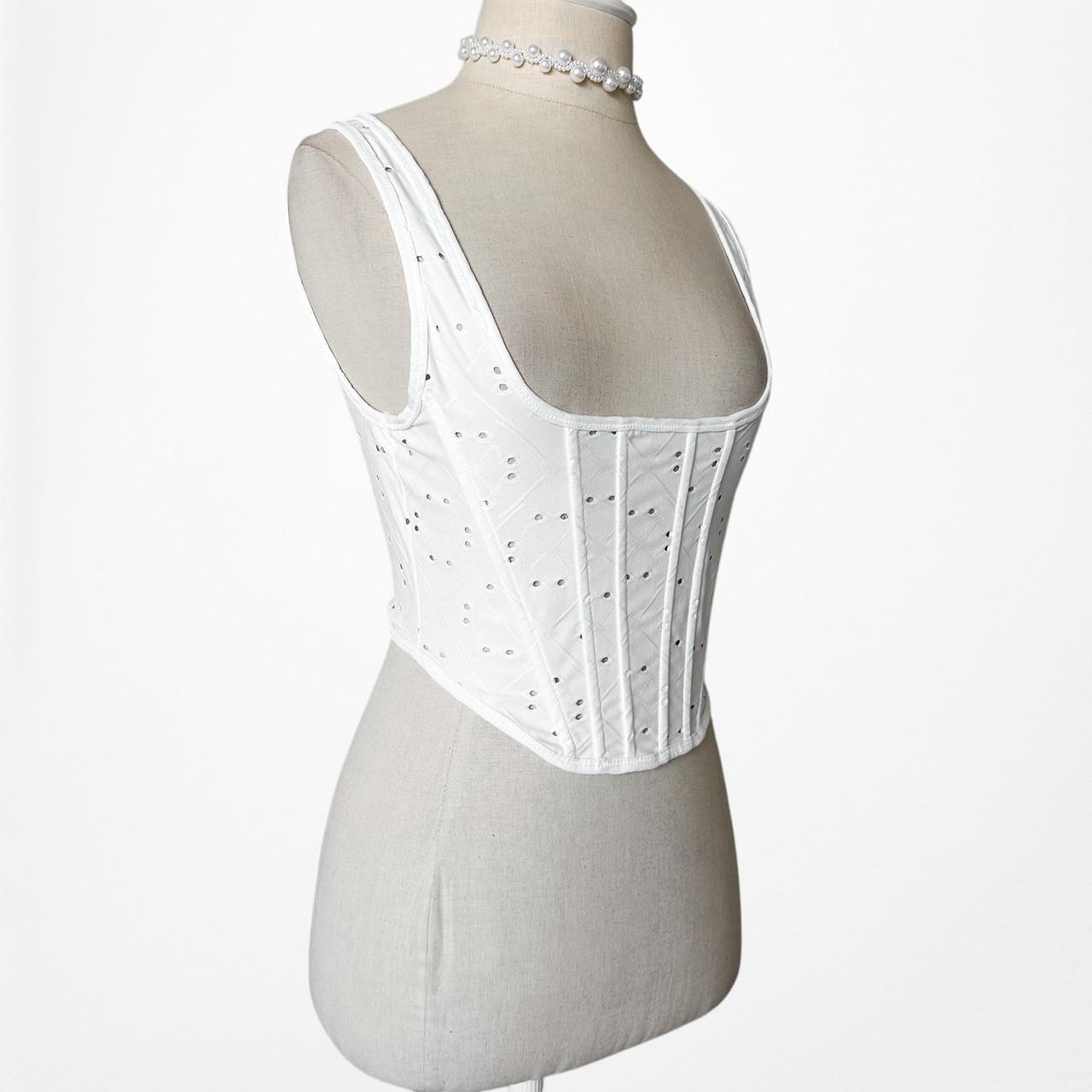 Zara Knit Square Neck Cutout Bustier Corset Tank Cami Cropped Top Size S