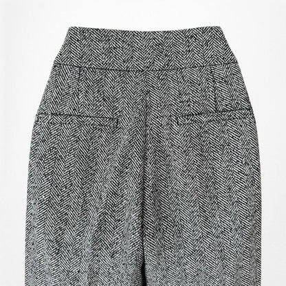 Vintage Y2K Gray Wool Blend Tweed Style Wide Leg Petite Dress Pants Size M