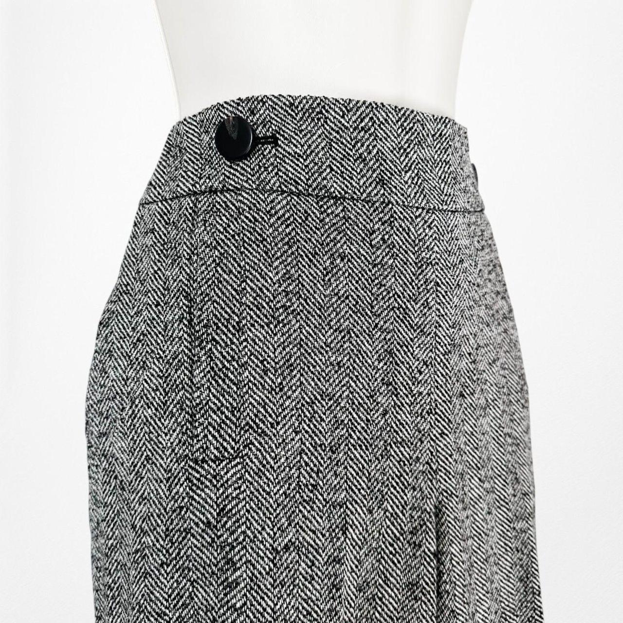 Vintage Y2K Gray Wool Blend Tweed Style Wide Leg Petite Dress Pants Size M