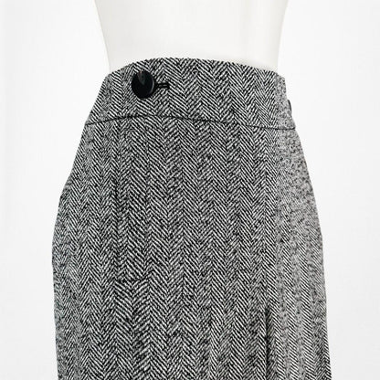 Vintage Y2K Gray Wool Blend Tweed Style Wide Leg Petite Dress Pants Size M