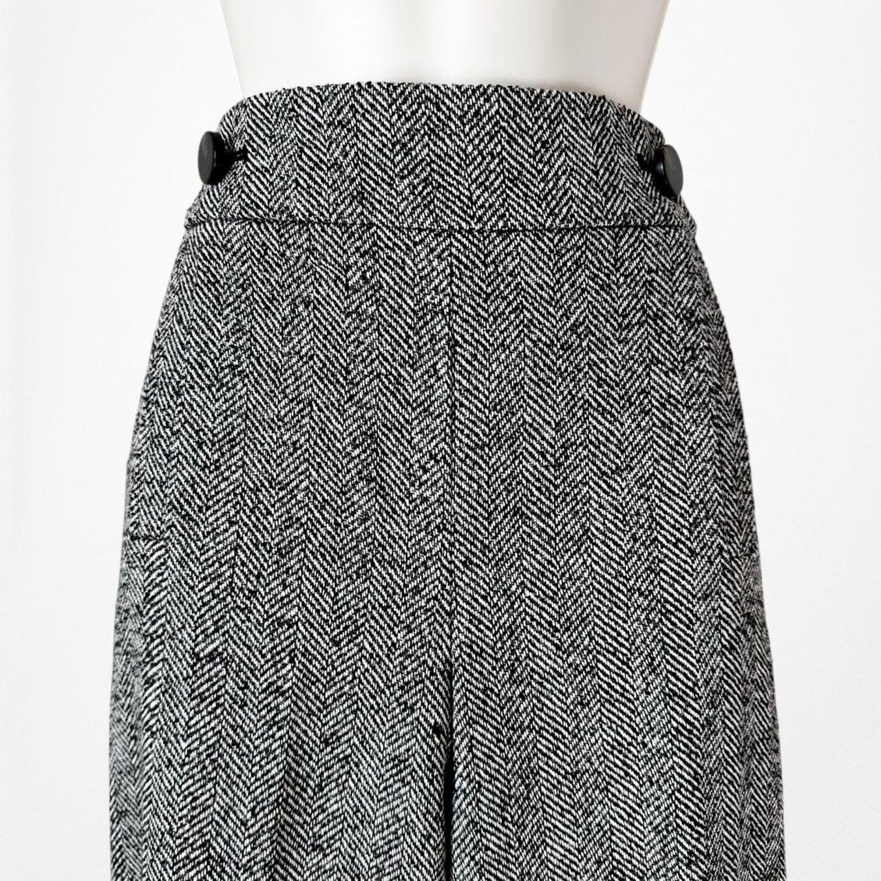 Vintage Y2K Gray Wool Blend Tweed Style Wide Leg Petite Dress Pants Size M