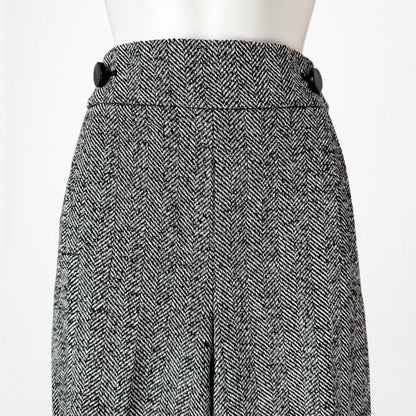 Vintage Y2K Gray Wool Blend Tweed Style Wide Leg Petite Dress Pants Size M