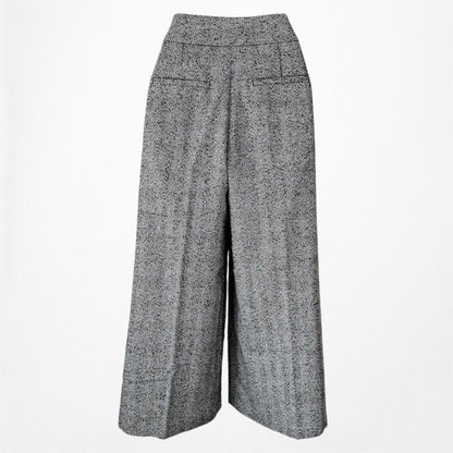 Vintage Y2K Gray Wool Blend Tweed Style Wide Leg Petite Dress Pants Size M