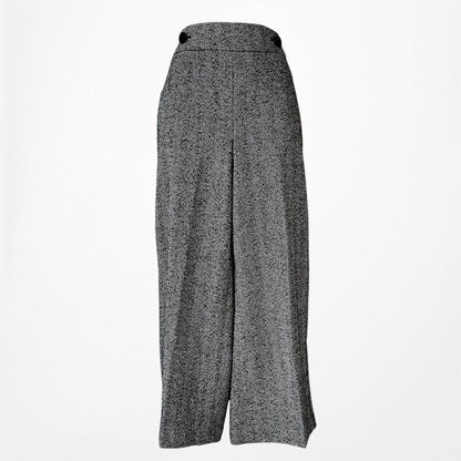 Vintage Y2K Gray Wool Blend Tweed Style Wide Leg Petite Dress Pants Size M