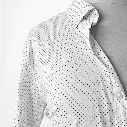 Vintage Y2K Zara White Blue Polka Dot Button Down Shirt Top Size S