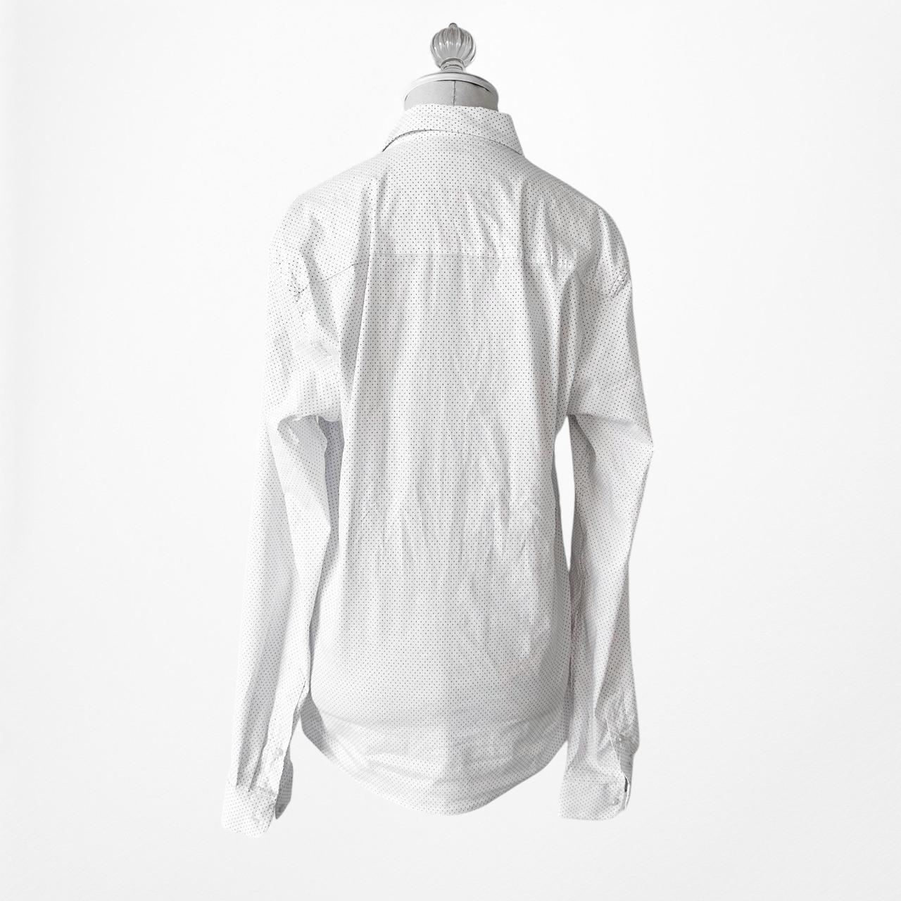 Vintage Y2K Zara White Blue Polka Dot Button Down Shirt Top Size S