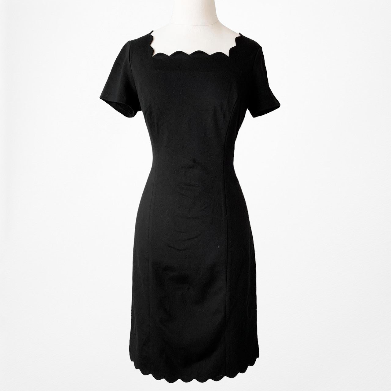 Talbots Black Short Sleeve Knee Length Knit Bodycon Cocktail Dress Size 2/M