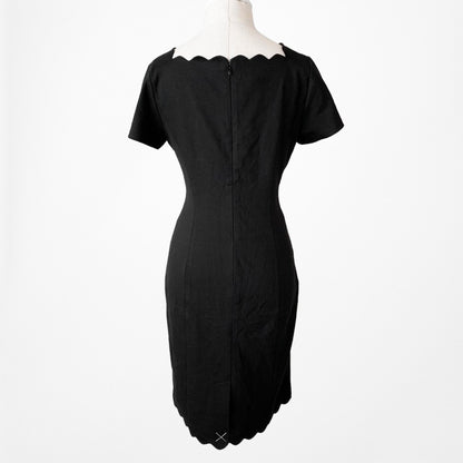 Talbots Black Short Sleeve Knee Length Knit Bodycon Cocktail Dress Size 2/M