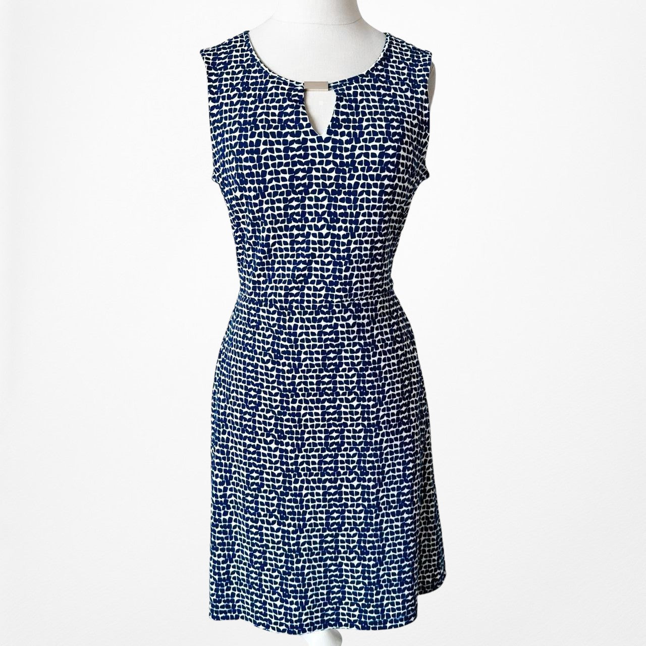 Ann Taylor Blue Checkered Knit Casual Bodycon Knee Length Mini Dress Size 4/M