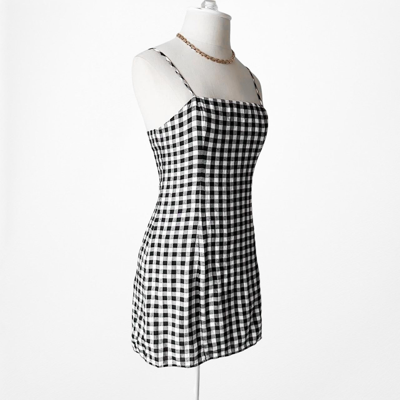 Majorelle Revolve Black White Plaid Gingham Checkered Mini Bodycon Dress Size XS